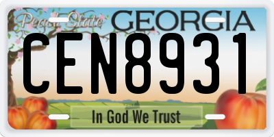 GA license plate CEN8931