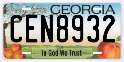 GA license plate CEN8932