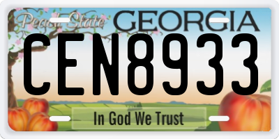 GA license plate CEN8933