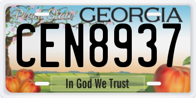 GA license plate CEN8937