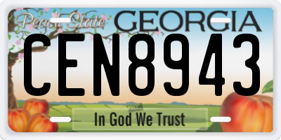 GA license plate CEN8943