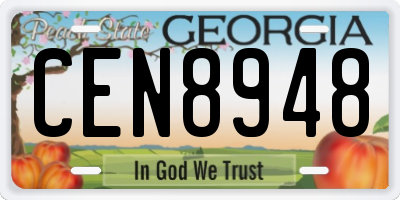 GA license plate CEN8948