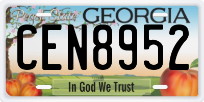 GA license plate CEN8952