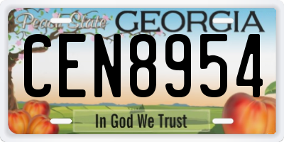 GA license plate CEN8954