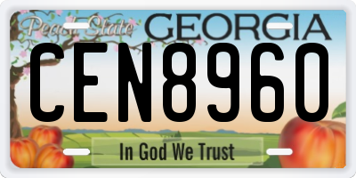 GA license plate CEN8960