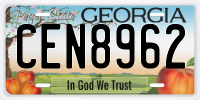 GA license plate CEN8962