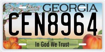 GA license plate CEN8964
