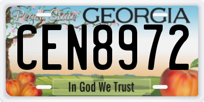 GA license plate CEN8972