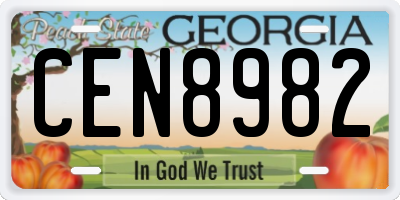 GA license plate CEN8982