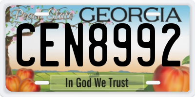 GA license plate CEN8992