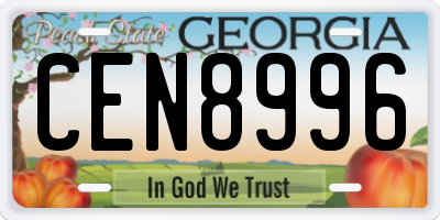 GA license plate CEN8996