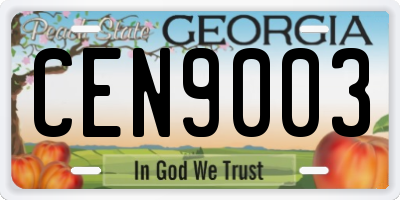 GA license plate CEN9003