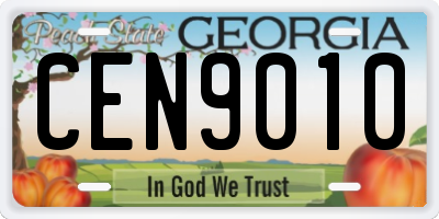 GA license plate CEN9010