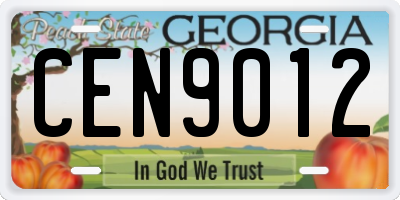 GA license plate CEN9012