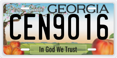 GA license plate CEN9016