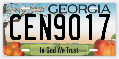 GA license plate CEN9017
