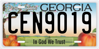 GA license plate CEN9019