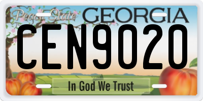 GA license plate CEN9020