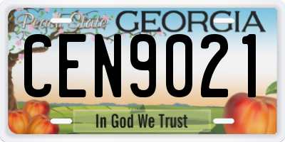 GA license plate CEN9021