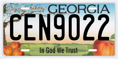 GA license plate CEN9022
