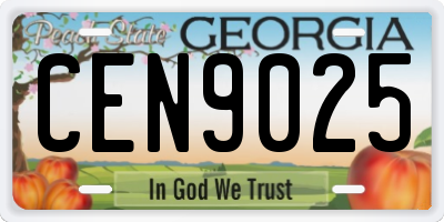 GA license plate CEN9025