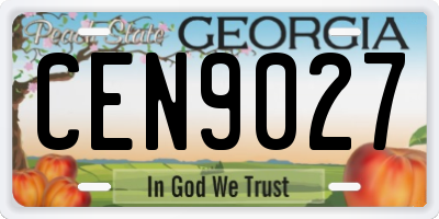GA license plate CEN9027