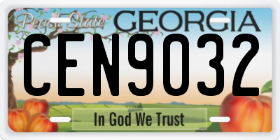 GA license plate CEN9032
