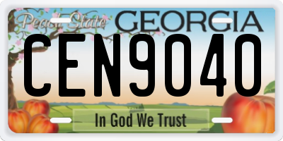 GA license plate CEN9040