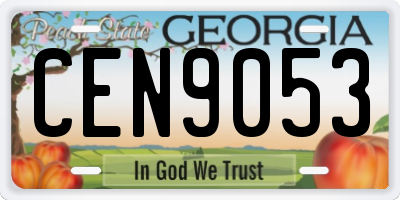 GA license plate CEN9053