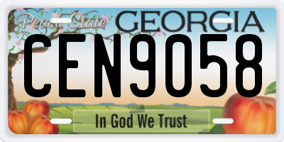 GA license plate CEN9058