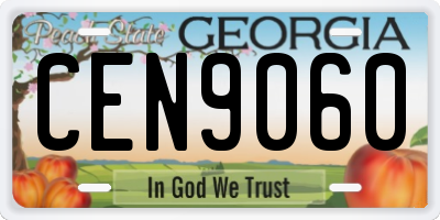 GA license plate CEN9060