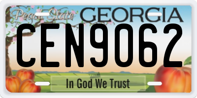 GA license plate CEN9062