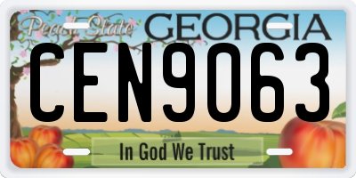 GA license plate CEN9063
