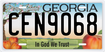 GA license plate CEN9068