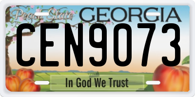GA license plate CEN9073