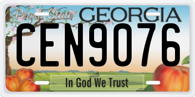 GA license plate CEN9076