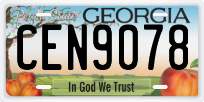 GA license plate CEN9078
