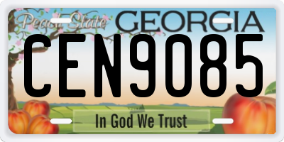 GA license plate CEN9085