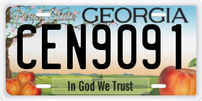 GA license plate CEN9091