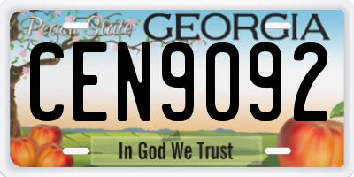 GA license plate CEN9092