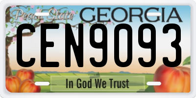 GA license plate CEN9093
