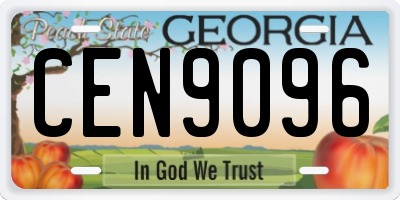 GA license plate CEN9096