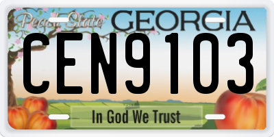 GA license plate CEN9103