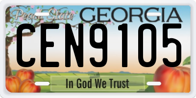 GA license plate CEN9105