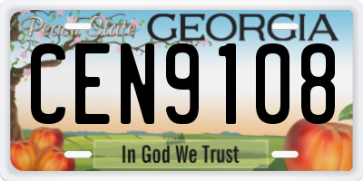 GA license plate CEN9108