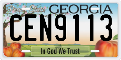 GA license plate CEN9113