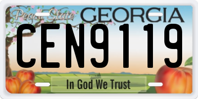 GA license plate CEN9119