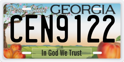 GA license plate CEN9122