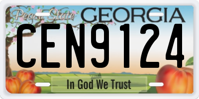 GA license plate CEN9124