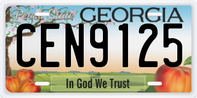 GA license plate CEN9125